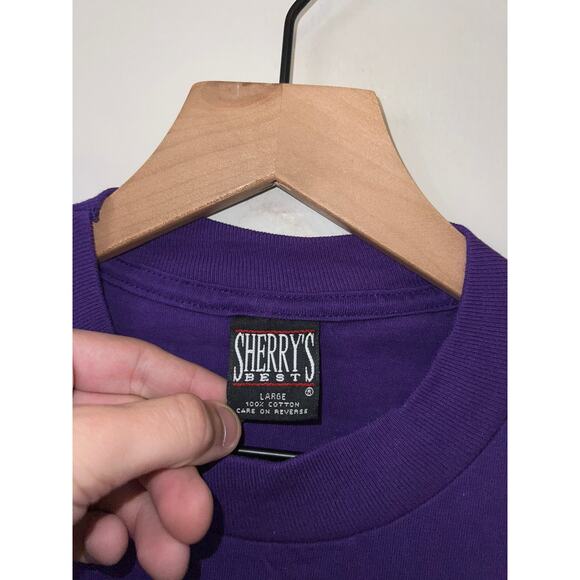 Vintage Sherry's Best Hummingbird Floral Shirt Flower Graphic Purple Tee VTG L - Picture 5 of 8